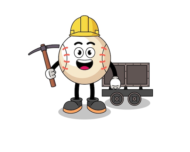 Mascot illustration of baseball miner