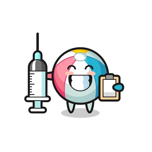 Mascot illustration of beach ball as a doctor