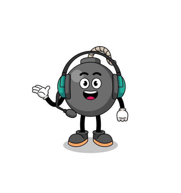 Vector mascot illustration of bomb as a customer services character design