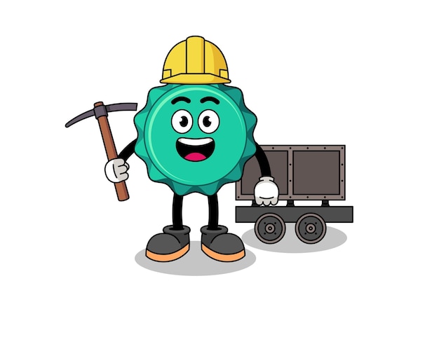 Mascot Illustration of bottle cap miner