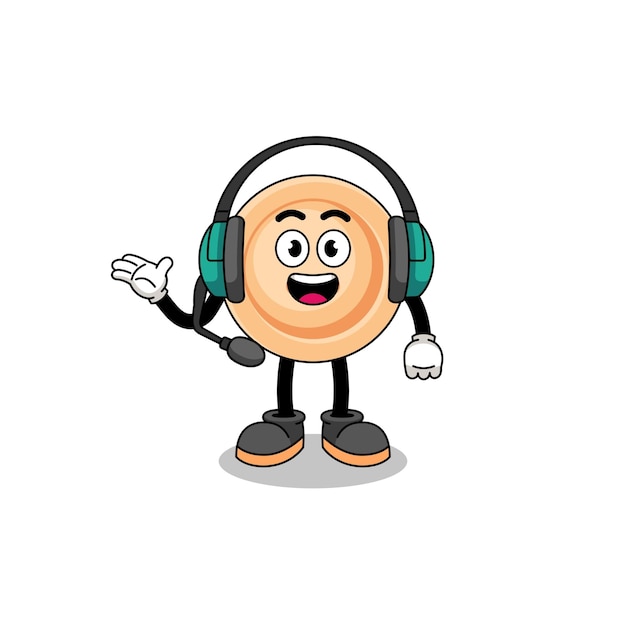 mascot illustration of button as a customer services