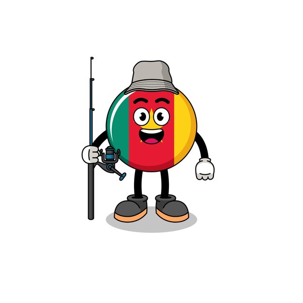 Mascot Illustration of cameroon flag fisherman