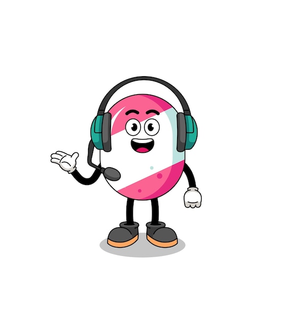 Vector mascot illustration of candy as a customer services