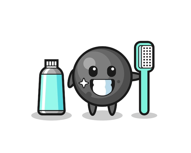 Vector mascot illustration of cannon ball with a toothbrush