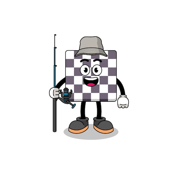 체스판 어부 캐릭터 디자인의 마스코트 그림