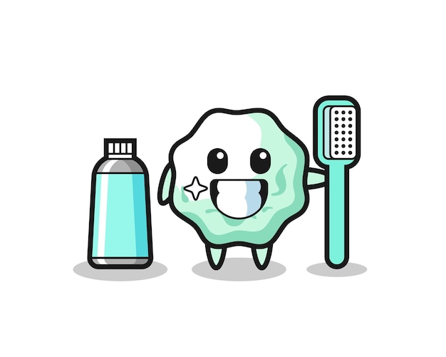 Vector mascot illustration of chewing gum with a toothbrush