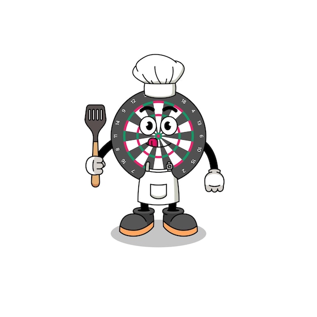 Mascot illustrazione dello chef del bersaglio per le freccette