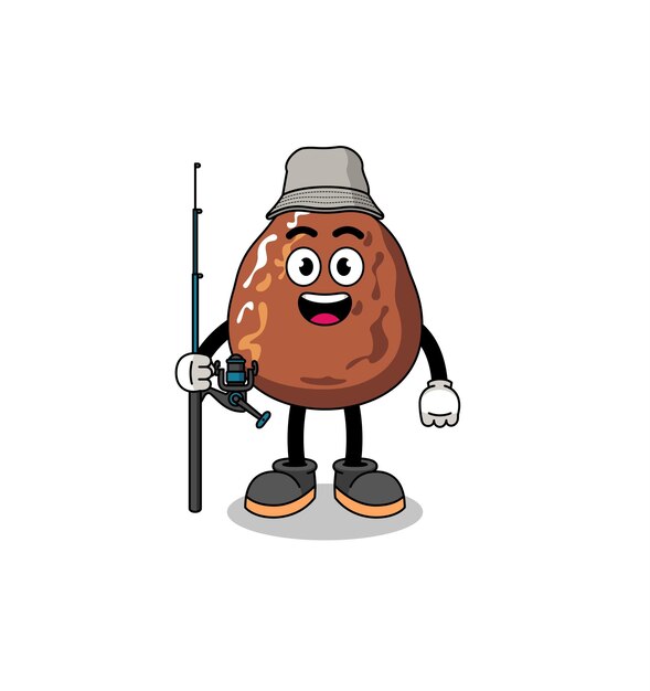 Mascot Illustration of date fruit fisherman character design