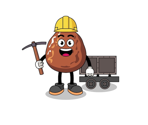 Mascot Illustration of date fruit miner character design