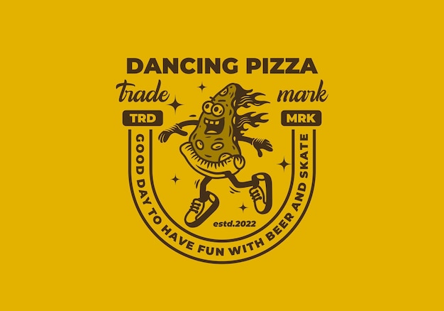 춤추는 피자의 마스코트 일러스트 디자인