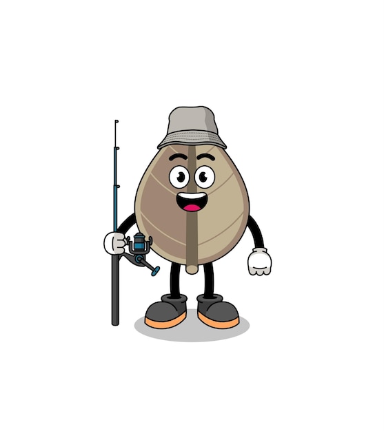 Mascot illustration of dried leaf fisherman