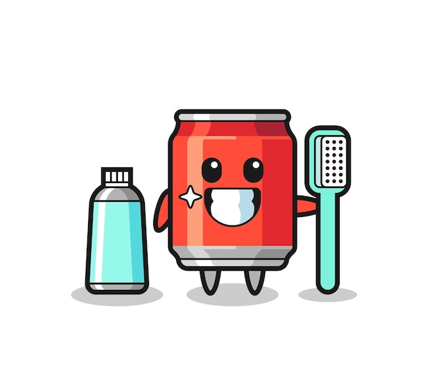 Mascot Illustration of drink can with a toothbrush