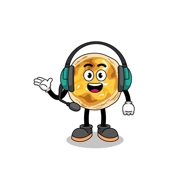 mascot illustration of egg tart as a customer service