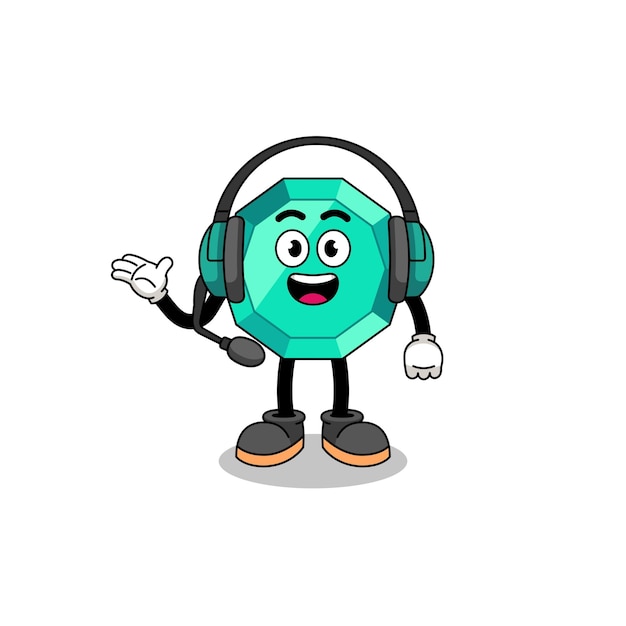 Mascot Illustration of emerald gemstone as a customer services