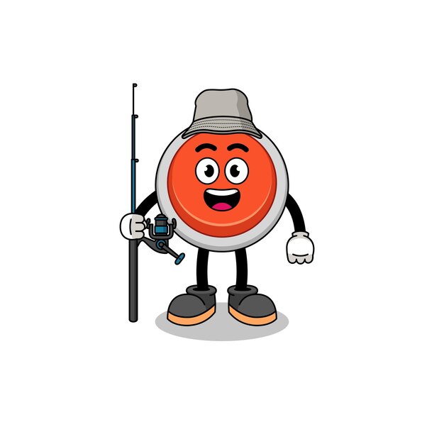 Mascot Illustration of emergency button fisherman