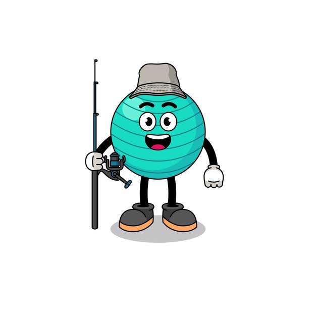 Mascot Illustration of exercise ball fisherman character design