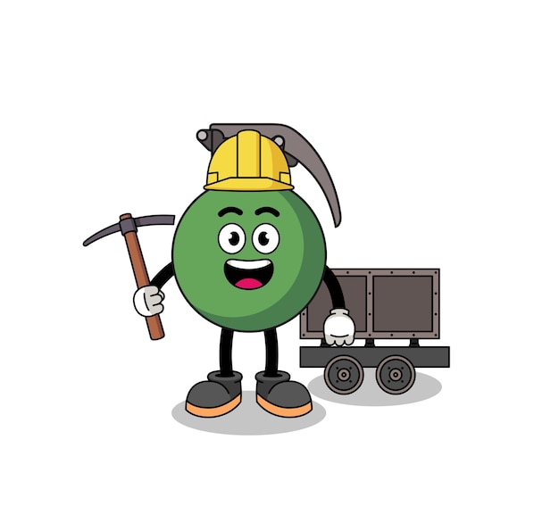 Mascot illustration of grenade miner