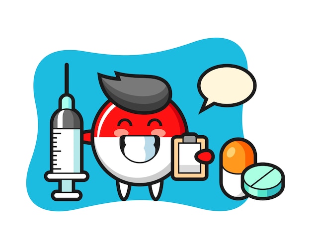 Mascot illustration of indonesia flag badge as a doctor