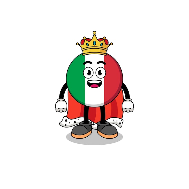 イタリア国旗の王様キャラクターデザインのマスコットイラスト