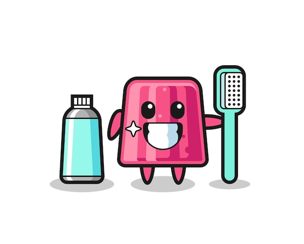 Mascot Illustration of jelly with a toothbrush cute design