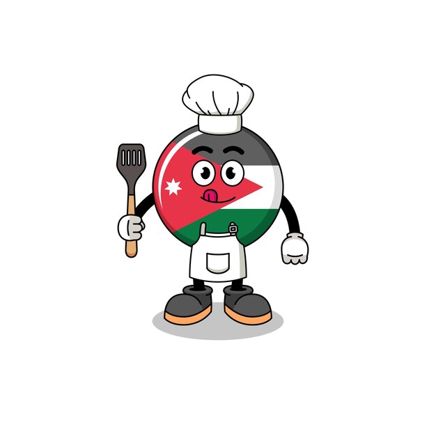 Mascot Illustration of jordan flag chef