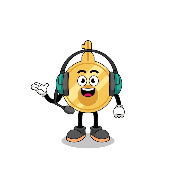 Mascot Illustration of key as a customer services