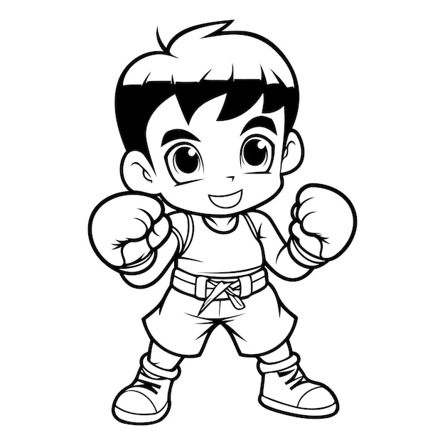 Vector mascot illustration of a kid boy boxing sport cartoon character