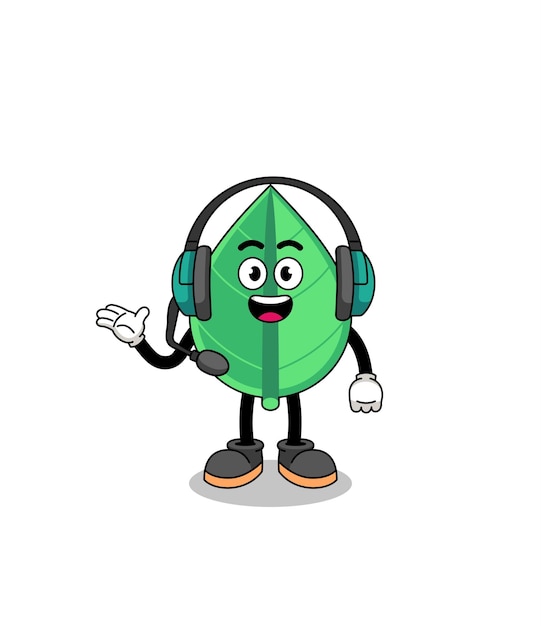 Mascot Illustration of leaf as a customer services