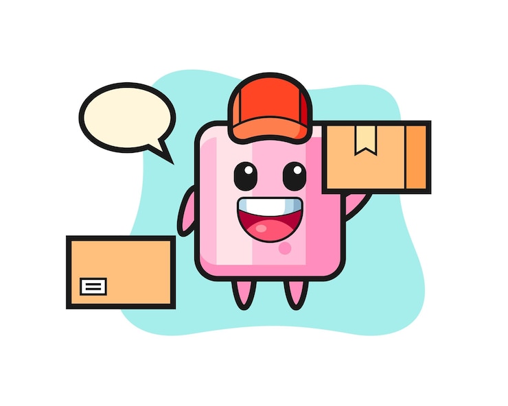 Vector mascot illustration of marshmallow as a courier , cute style design for t shirt, sticker, logo element