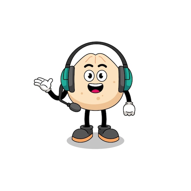 Mascot Illustration of meat bun as a customer services character design