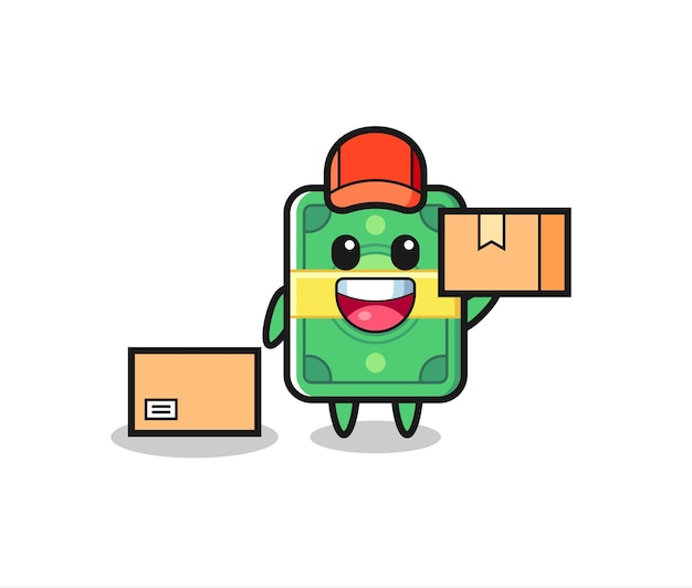 Mascot Illustration of money as a courier , cute style design for t shirt, sticker, logo element