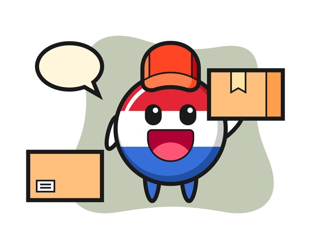 Mascot illustration of netherlands flag badge as a courier