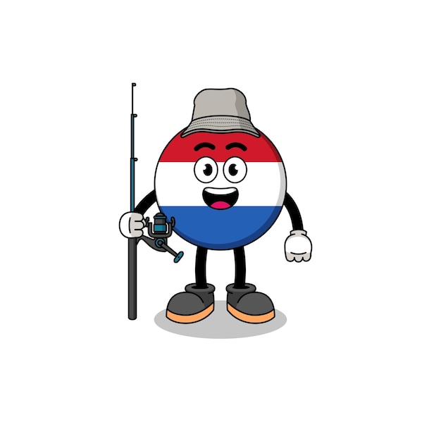 Mascot Illustration of netherlands flag fisherman