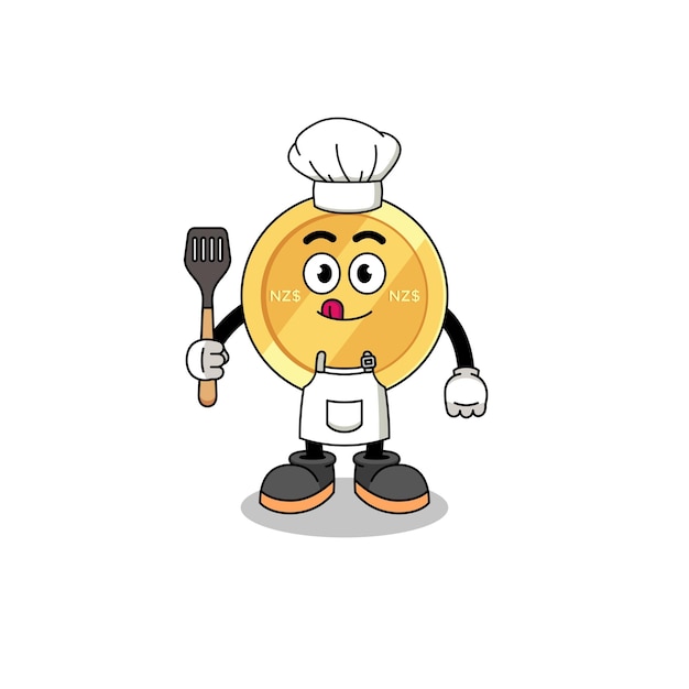 Mascot Illustration of new zealand dollar chef