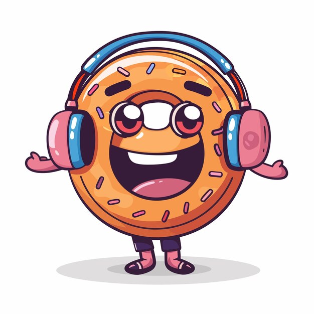 Vettore mascot_illustrazione_di_donuts_come_un_customer_service