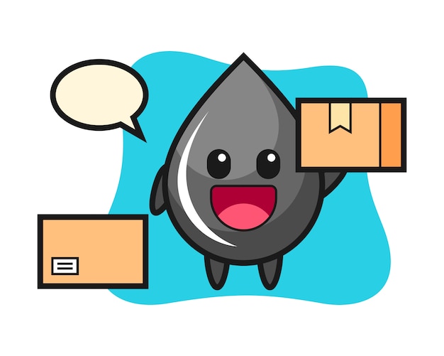 Mascot illustration of oil drop as a courier