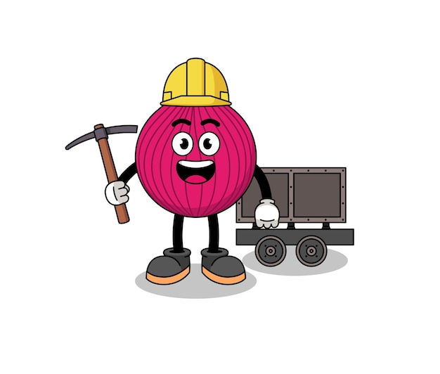 Mascot Illustration of onion red miner character design