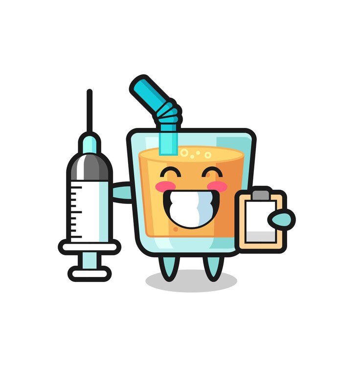 Vector mascot illustration of orange juice as a doctor  cute style design for t shirt sticker logo element