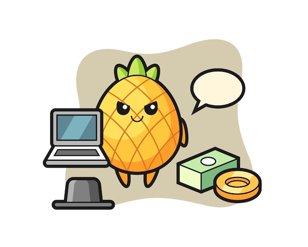 Mascot illustration of pineapple as a hacker