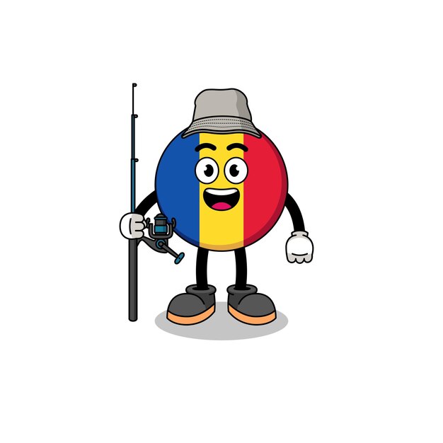 Mascot Illustration of romania flag fisherman character design