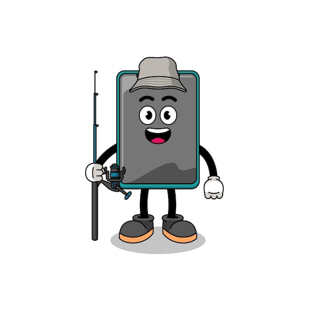 Mascot Illustration of smartphone fisherman