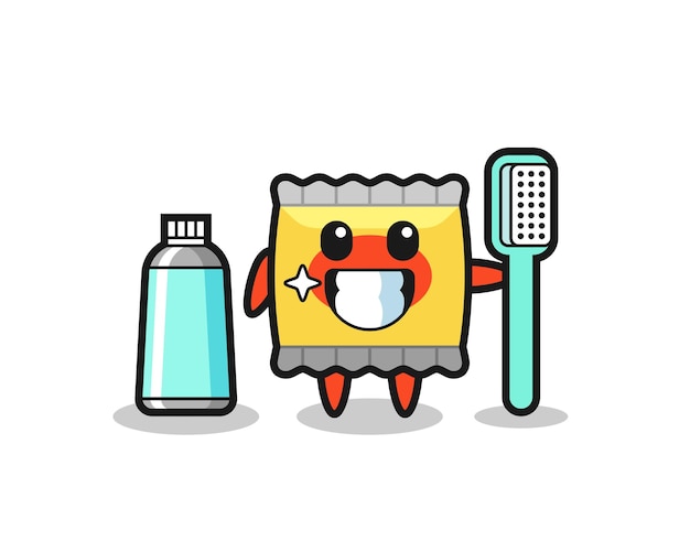 Mascot Illustration of snack with a toothbrush