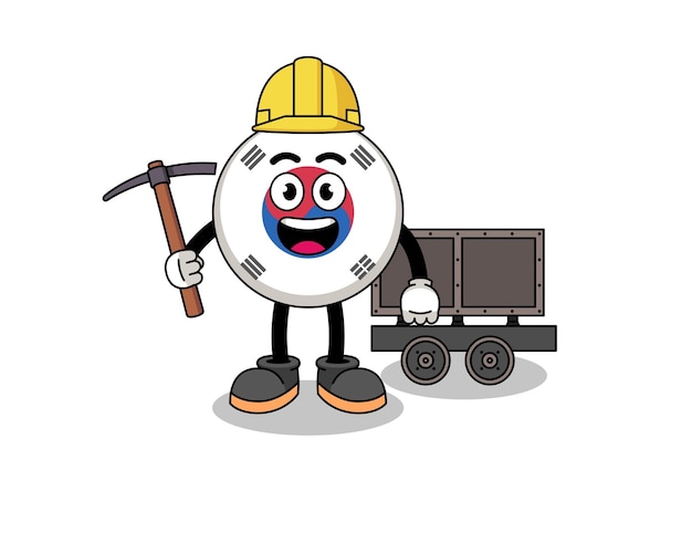 Mascot Illustration of south korea flag miner