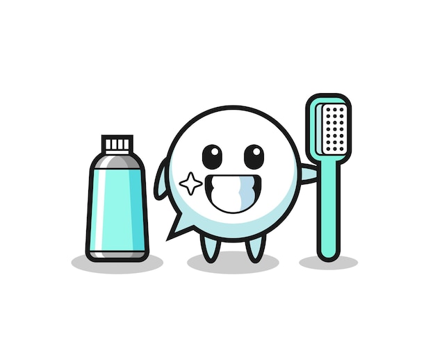 Vector mascot illustration of speech bubble with a toothbrush