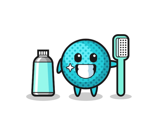 Mascot illustrazione della palla appuntita con uno spazzolino da denti
