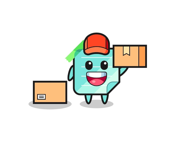 Mascot Illustration of sticky notes as a courier , cute style design for t shirt, sticker, logo element