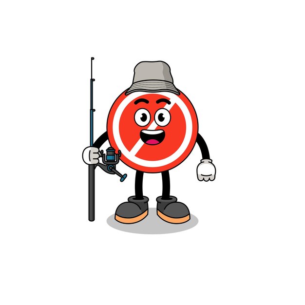 Mascot Illustration of stop sign fisherman character design