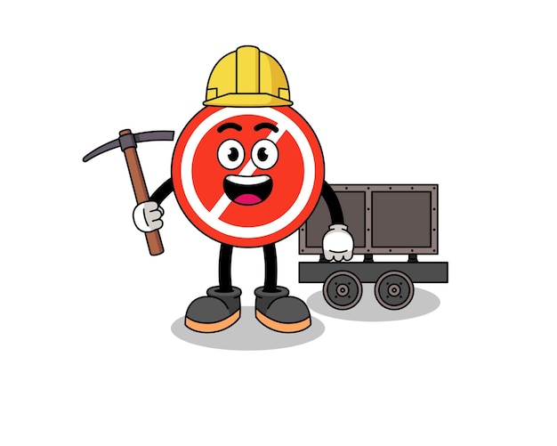 Mascot Illustration of stop sign miner character design