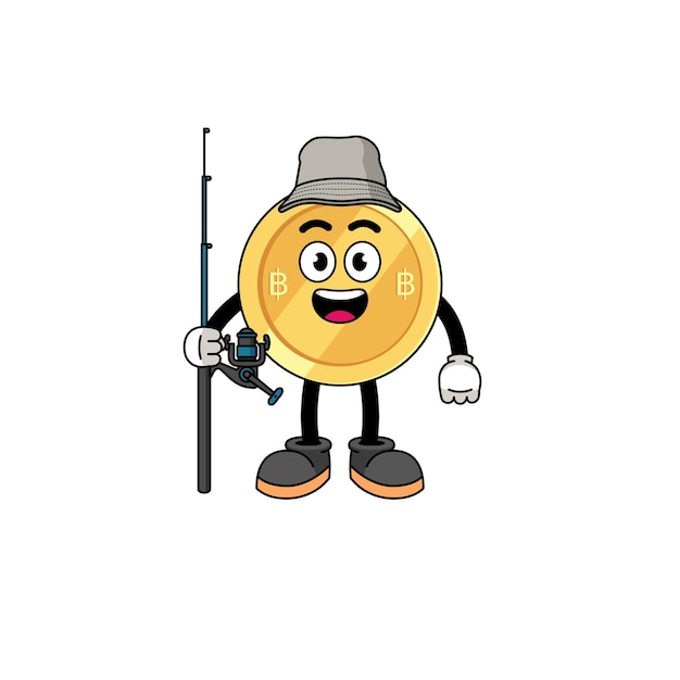 Vector mascot illustration of thai baht fisherman