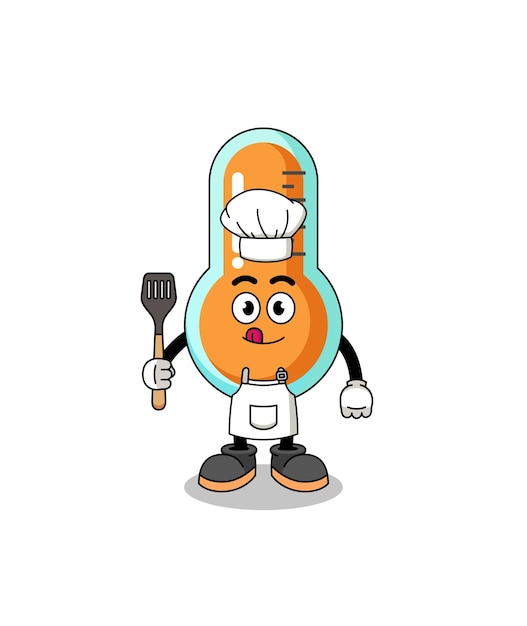 Mascot Illustration of thermometer chef